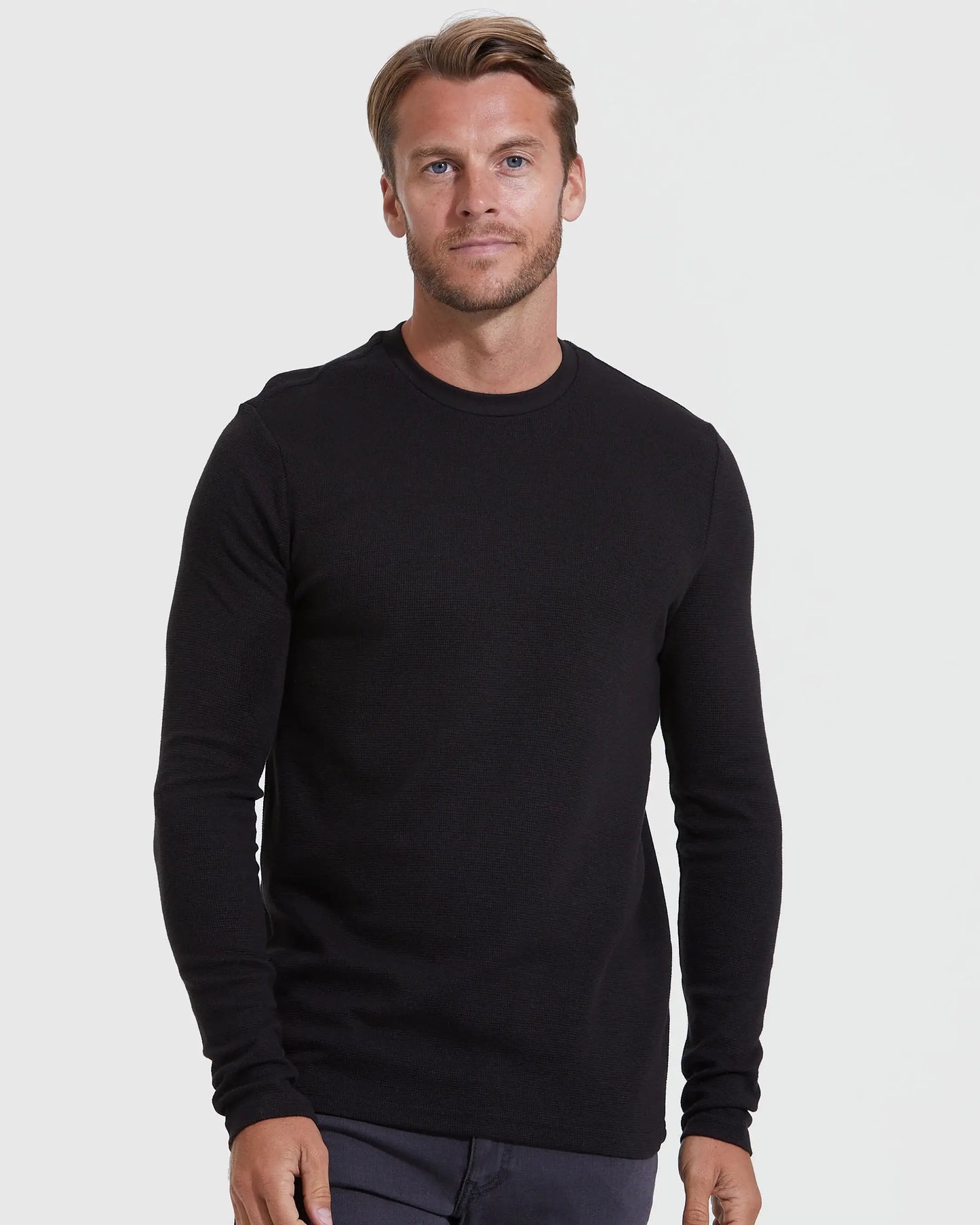 True Classic Crew Neck Waffle Long Sleeve T-Shirt