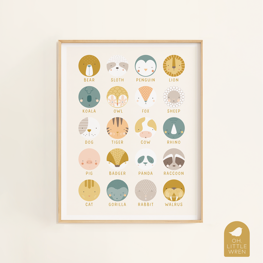 Oh, Little Wren Animal Faces Art Print, 11x14