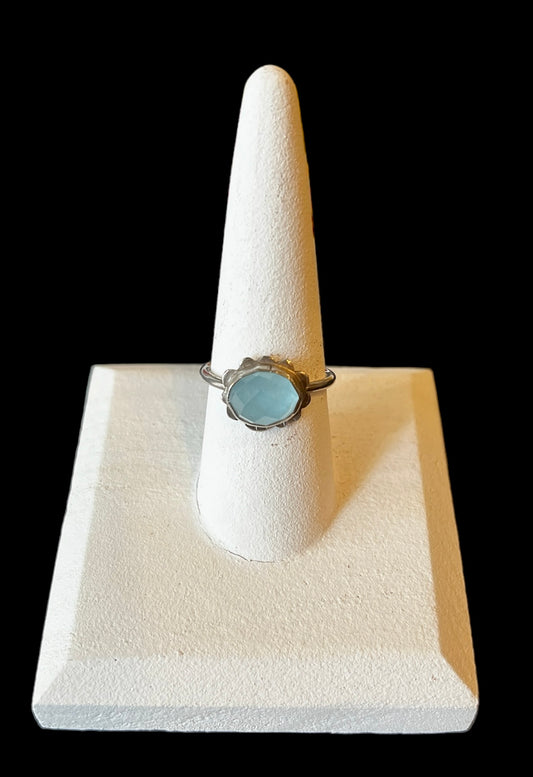 Obscuro Aquamarine flower ring