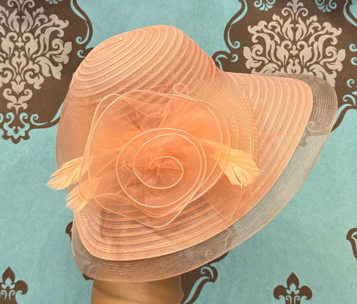 Helen Kentucky Derby Hat in Peach