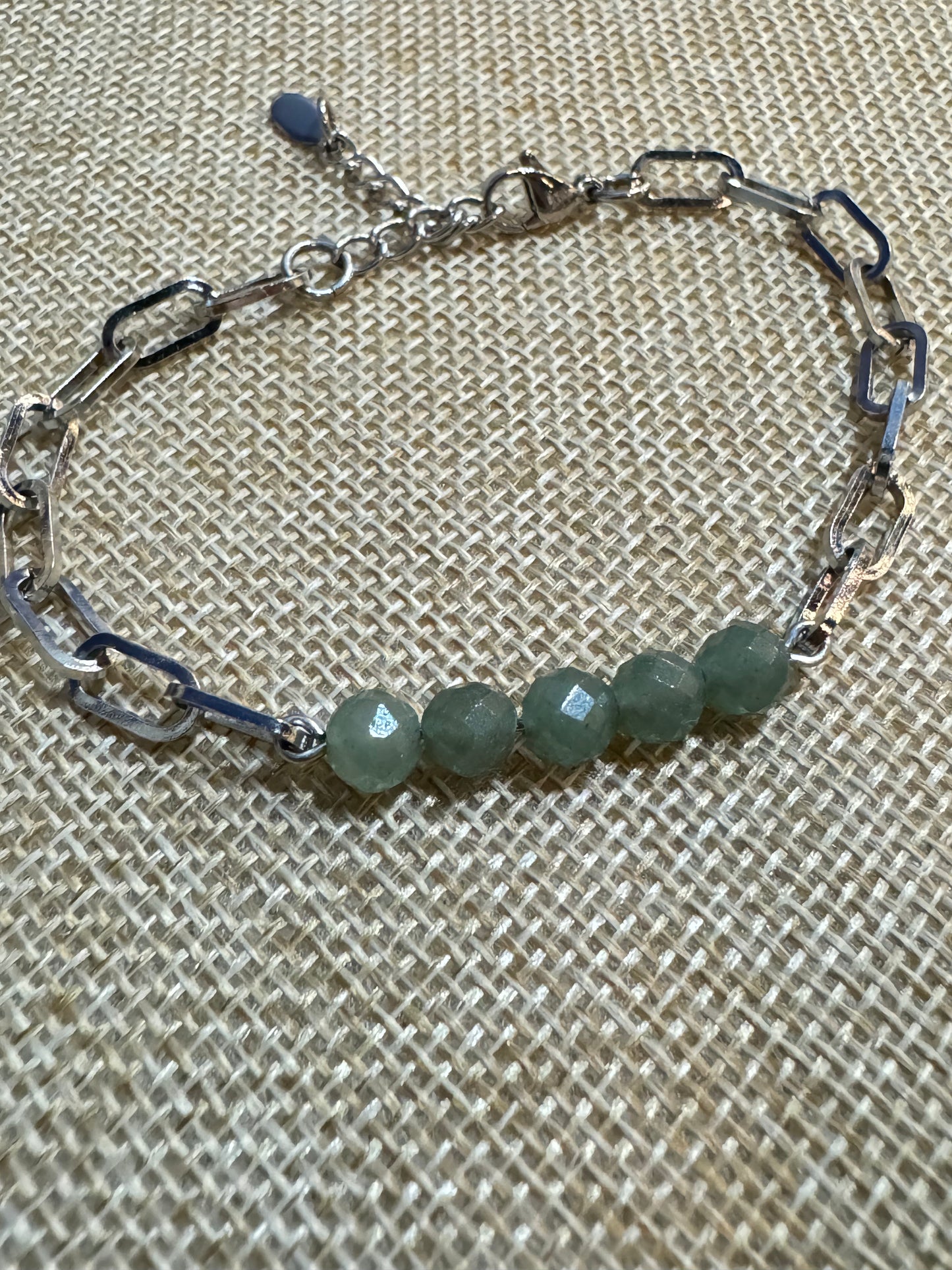 Sacred Lynx Green Aventurine paperclip chain Bracelet