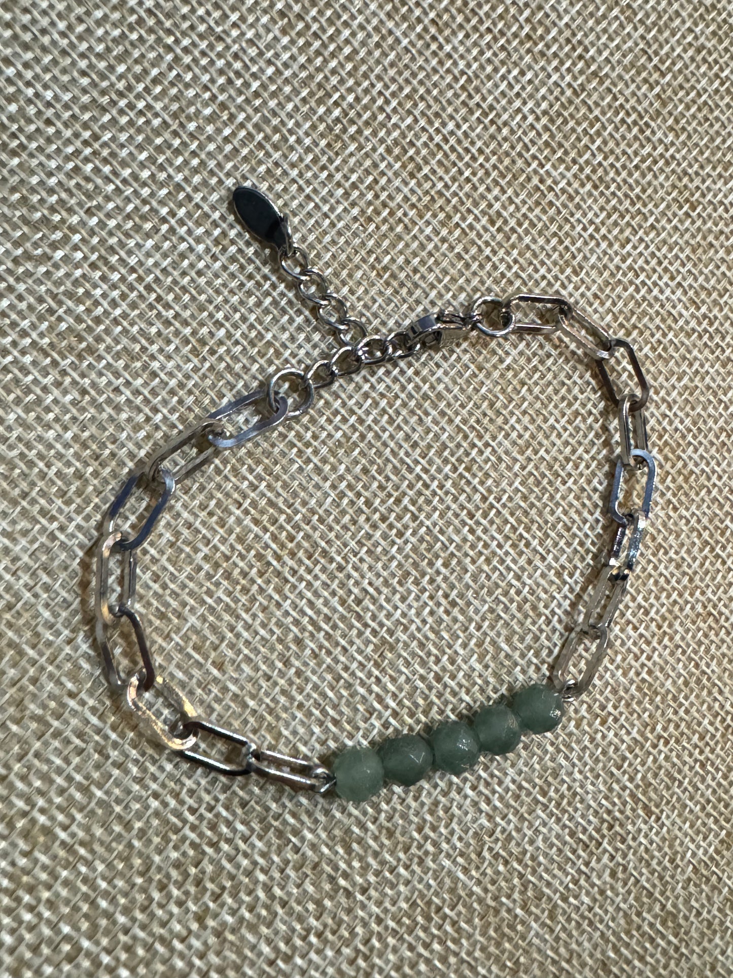 Sacred Lynx Green Aventurine paperclip chain Bracelet