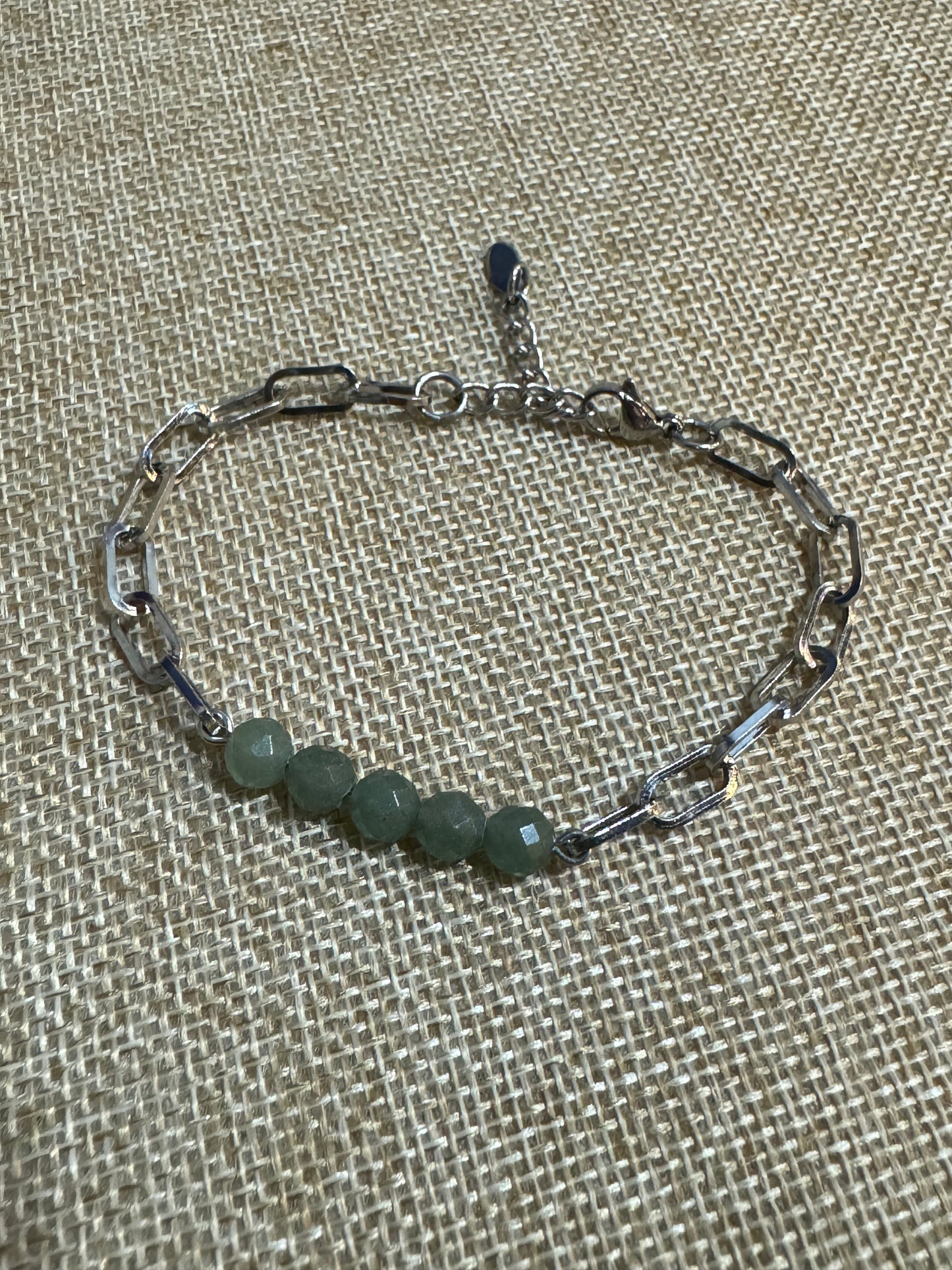 Sacred Lynx Green Aventurine paperclip chain Bracelet