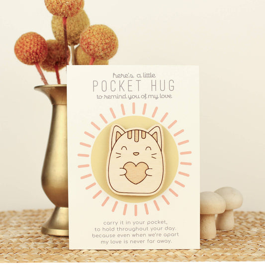 Oh, Little Wren Wooden Cat Pocket Hug