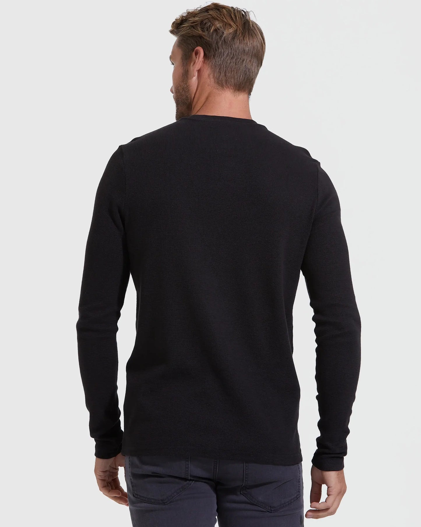 True Classic Crew Neck Waffle Long Sleeve T-Shirt