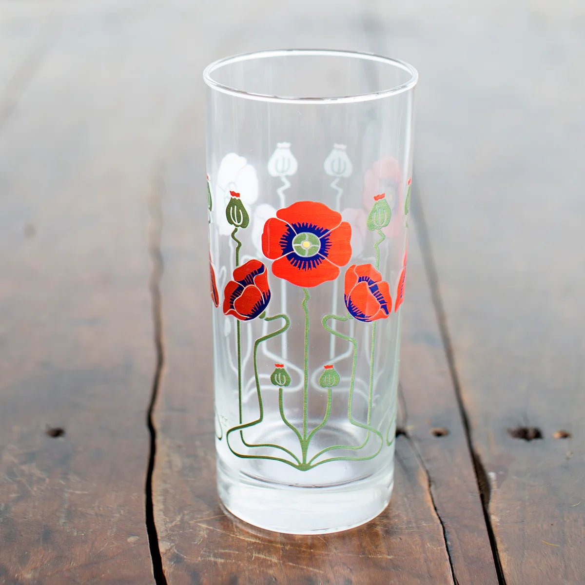 Red Poppy Collins Glass