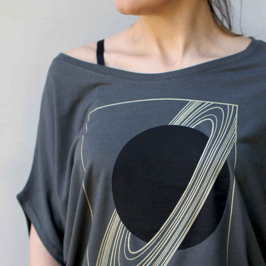 Women's Dolman Sleeve Tee RINGS OF SATURN ASTRONOMY PRINT