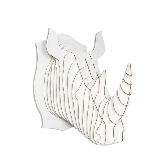 Robbie the Rhino Head -- Large in White (Cardboard Safari)