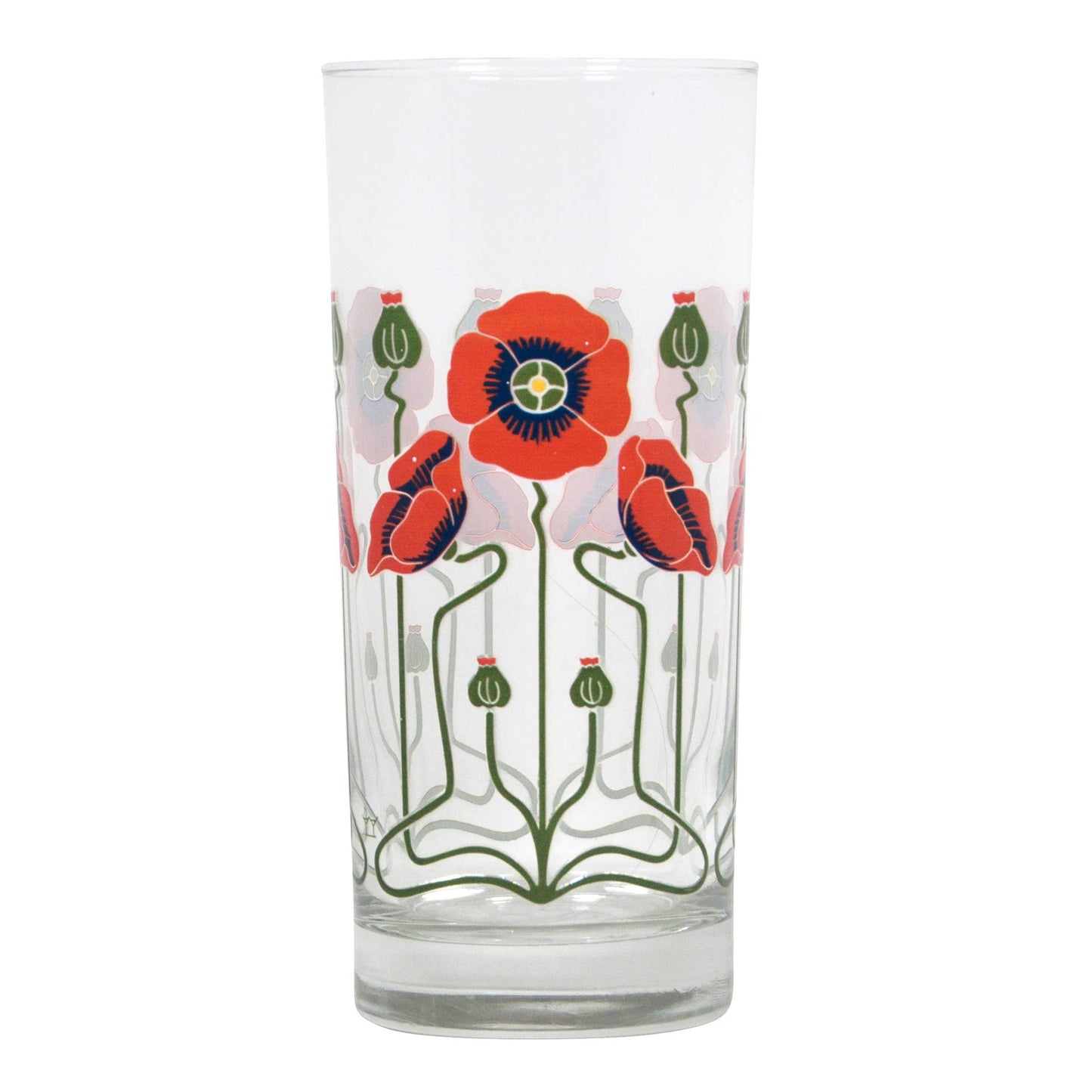 Red Poppy Collins Glass